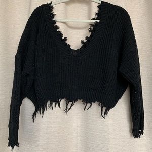Distressed Black Sweater